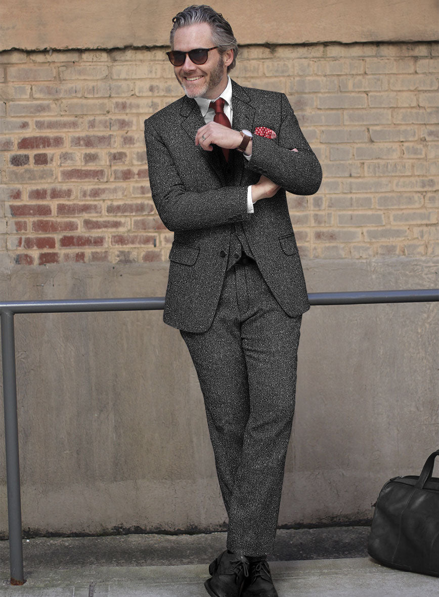 Charcoal Flecks Donegal Tweed Suit - StudioSuits