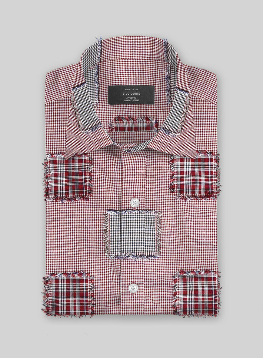 Cherrywood Check Patchwork Cotton Shirt - StudioSuits