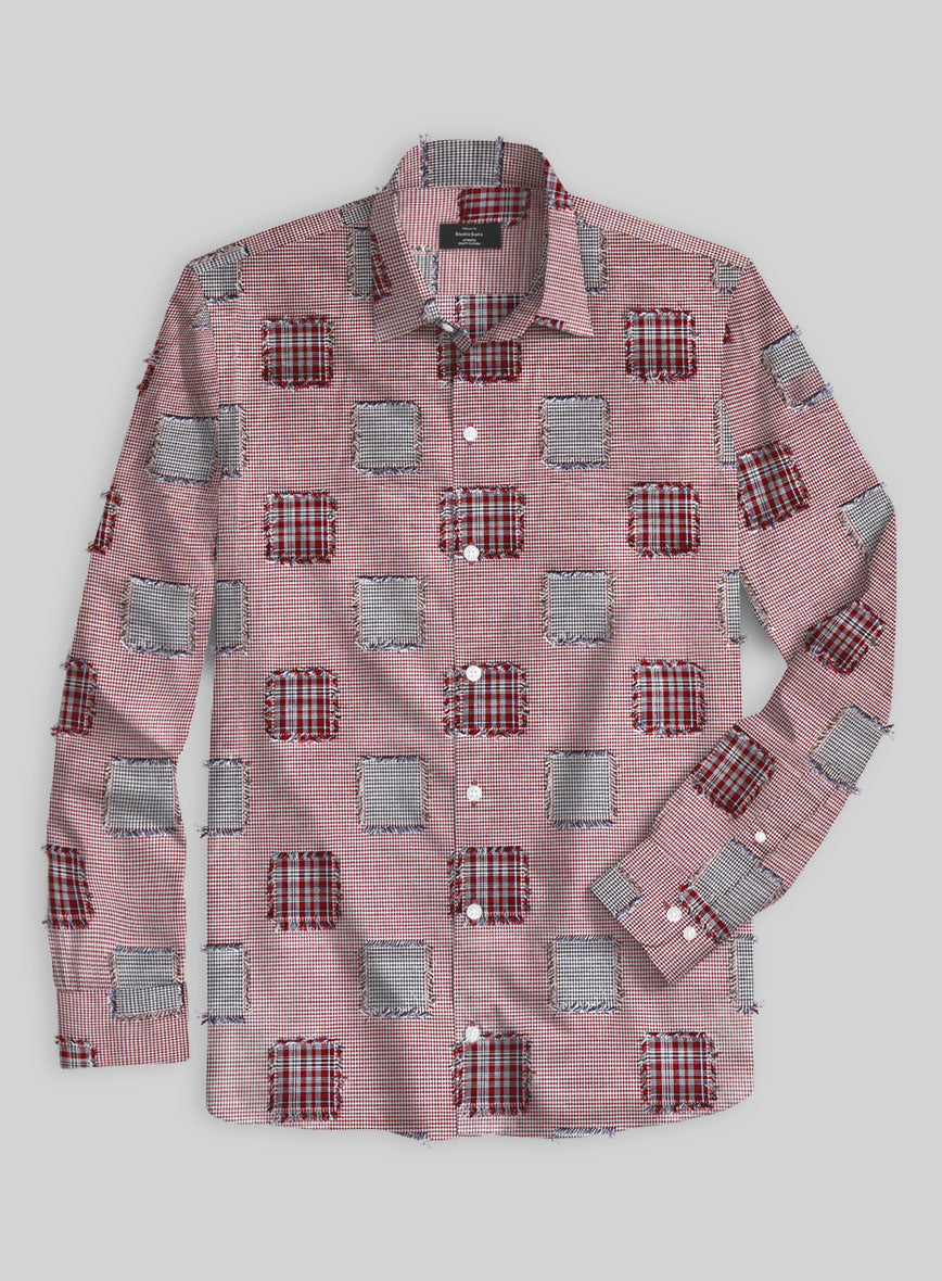 Cherrywood Check Patchwork Cotton Shirt - StudioSuits