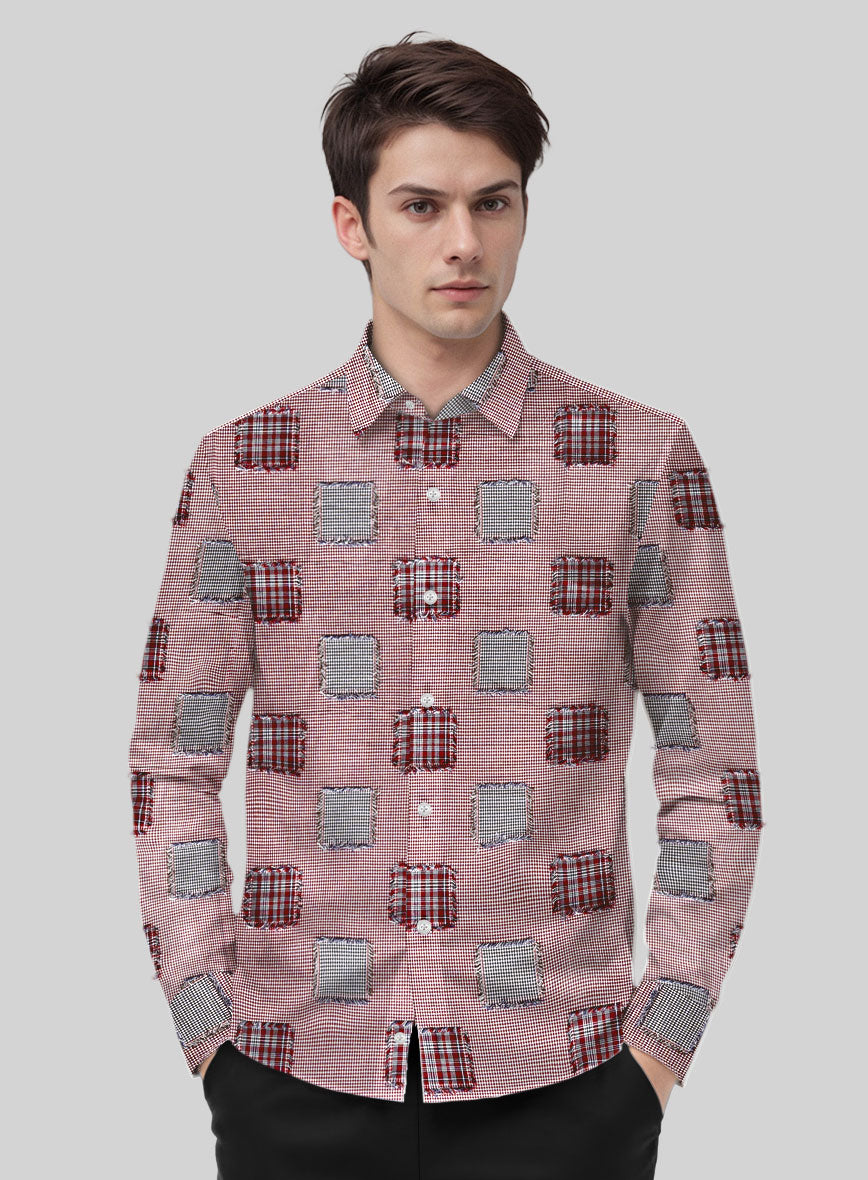 Cherrywood Check Patchwork Cotton Shirt - StudioSuits