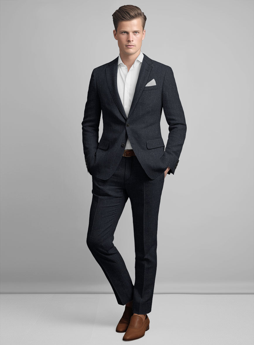 Dark Blue Linen Suit - StudioSuits