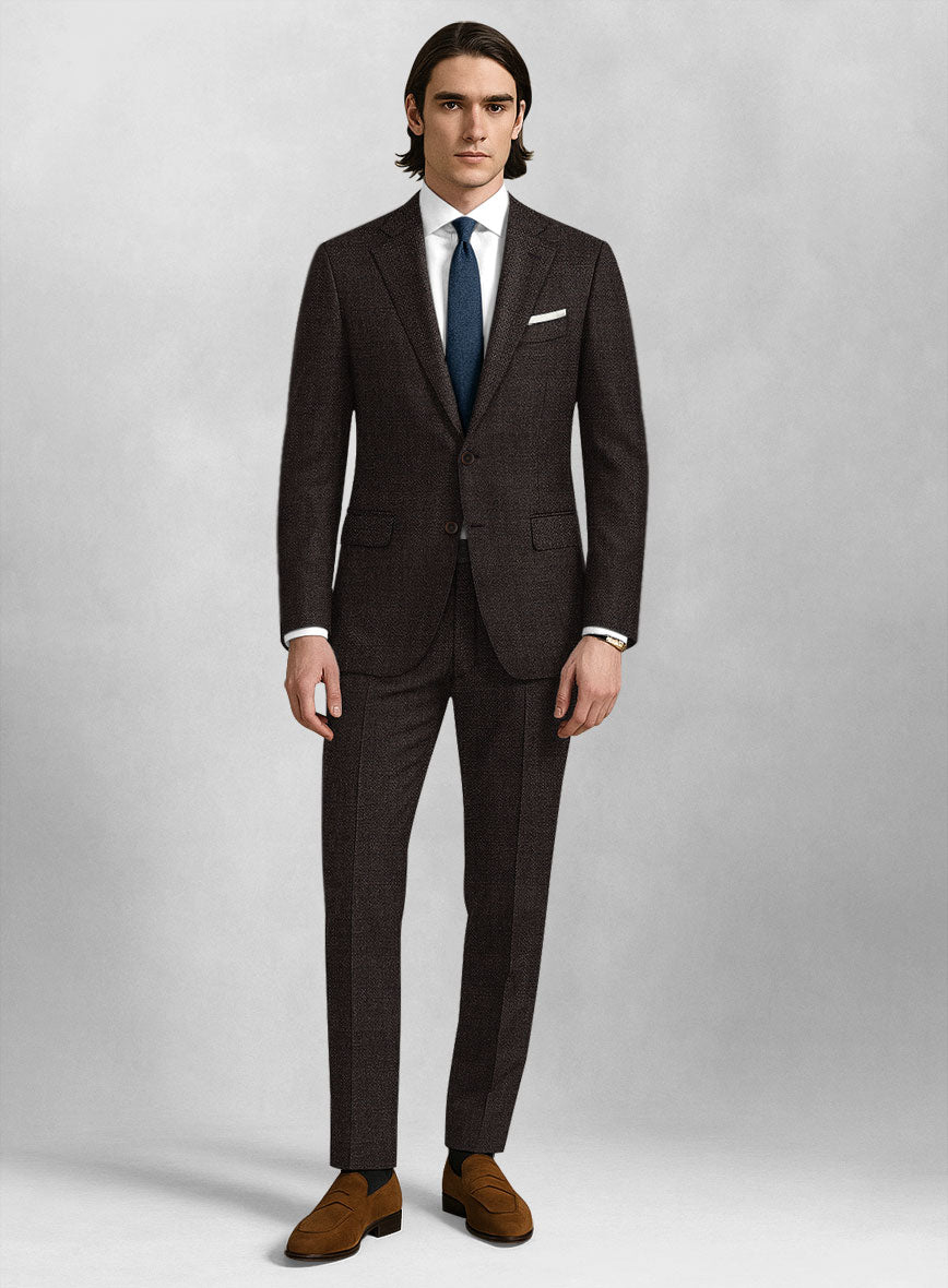 Dark Brown Hopsack Suit - StudioSuits