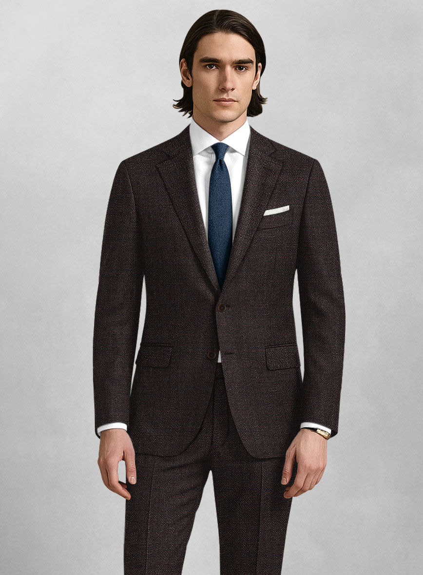 Dark Brown Hopsack Suit - StudioSuits