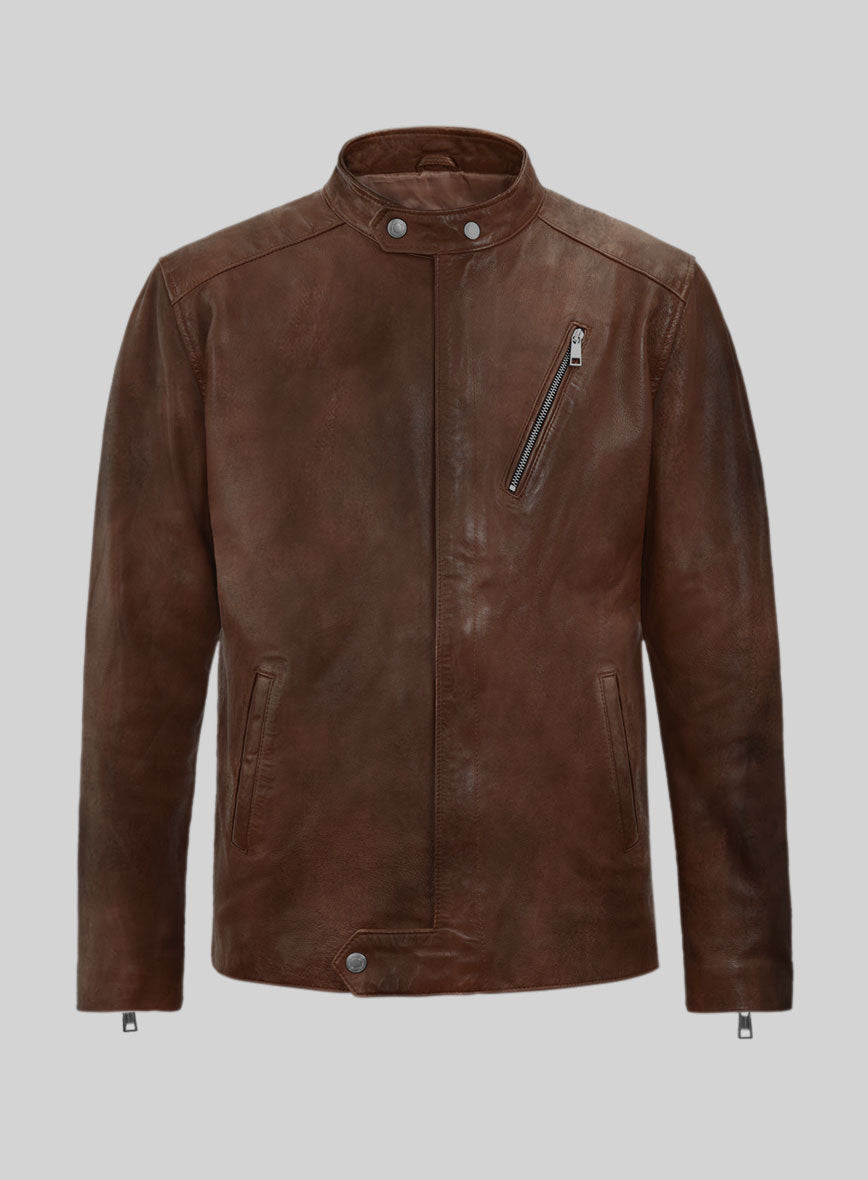 Dune Drifter Spanish Brown Biker Leather Jacket - StudioSuits