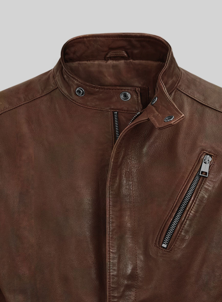 Dune Drifter Spanish Brown Biker Leather Jacket - StudioSuits