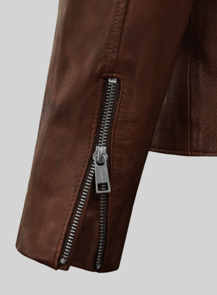 Dune Drifter Spanish Brown Biker Leather Jacket - StudioSuits