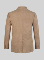 Dusty Beige Suede Leather Pea Coat