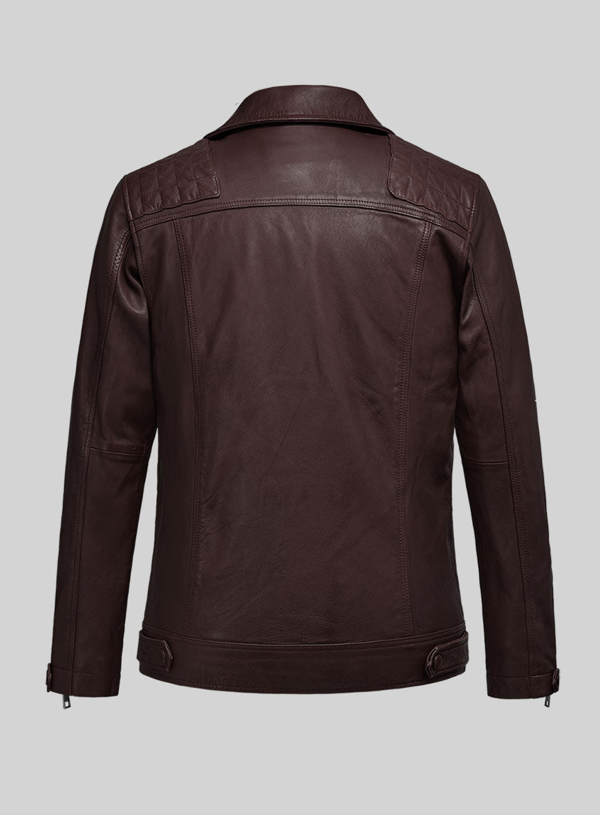 Emberstrike Burgundy Biker Leather Jacket - StudioSuits