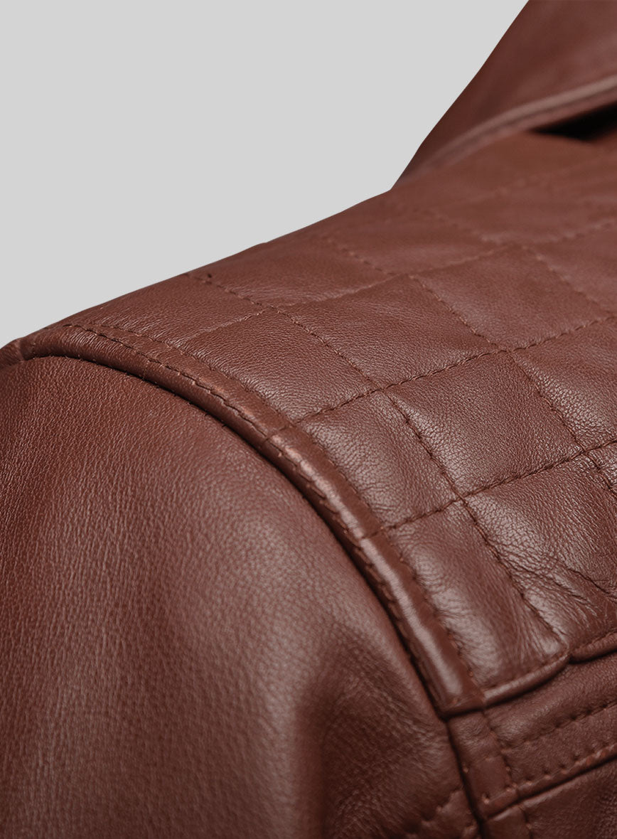 Emberstrike Tan Biker Leather Jacket - StudioSuits