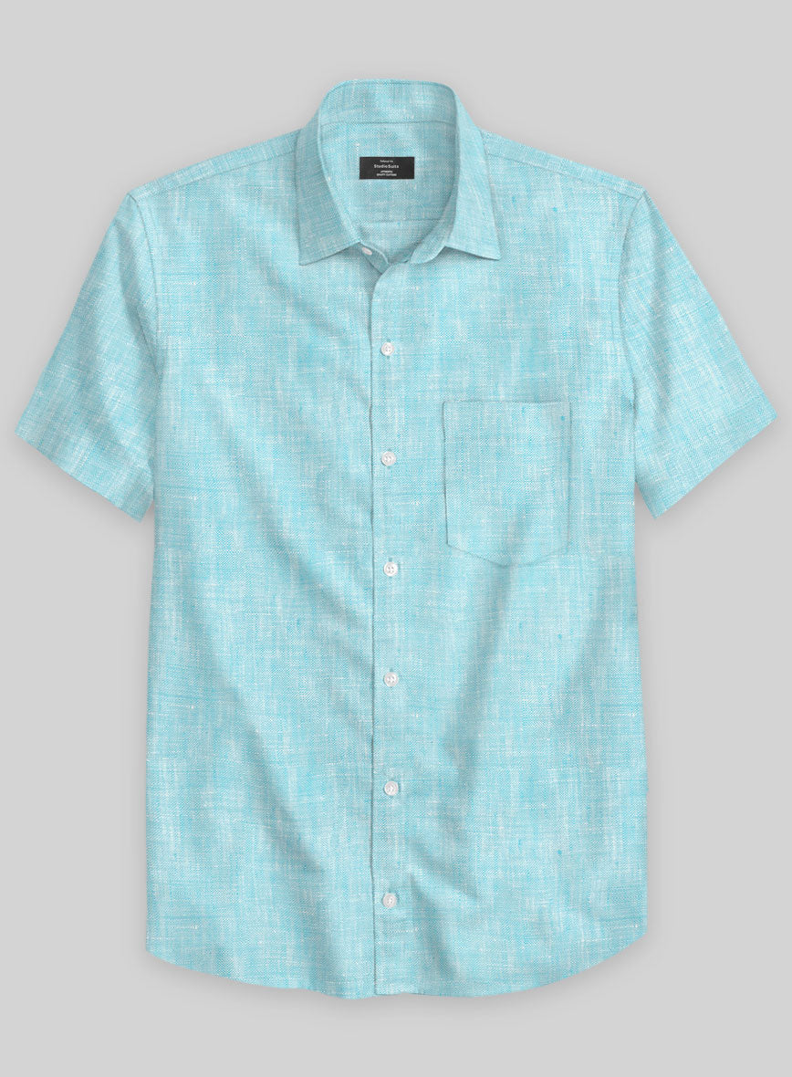 White linen Woman embroidery shirt “Blue sky”