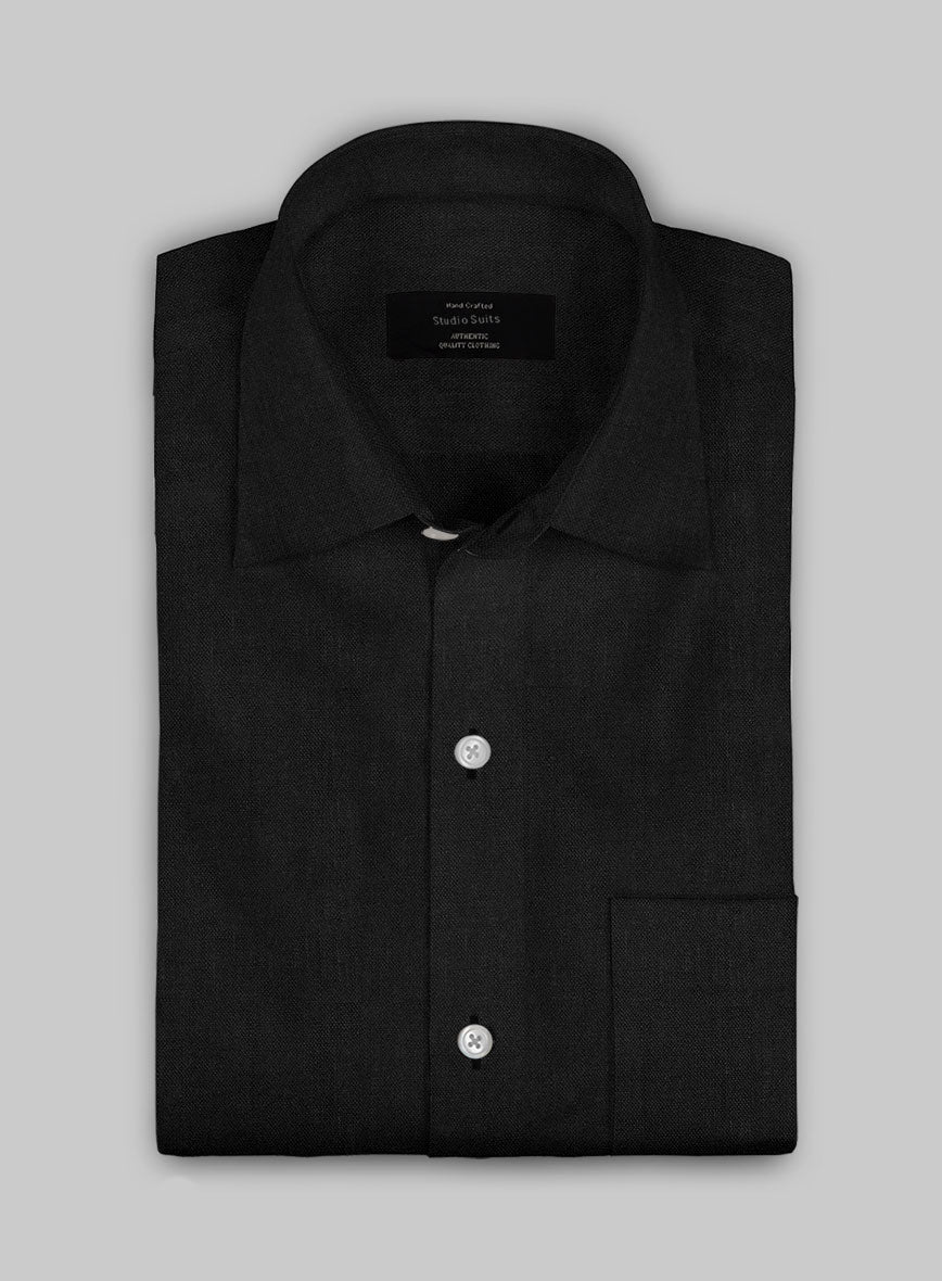European Black Linen Shirt - StudioSuits