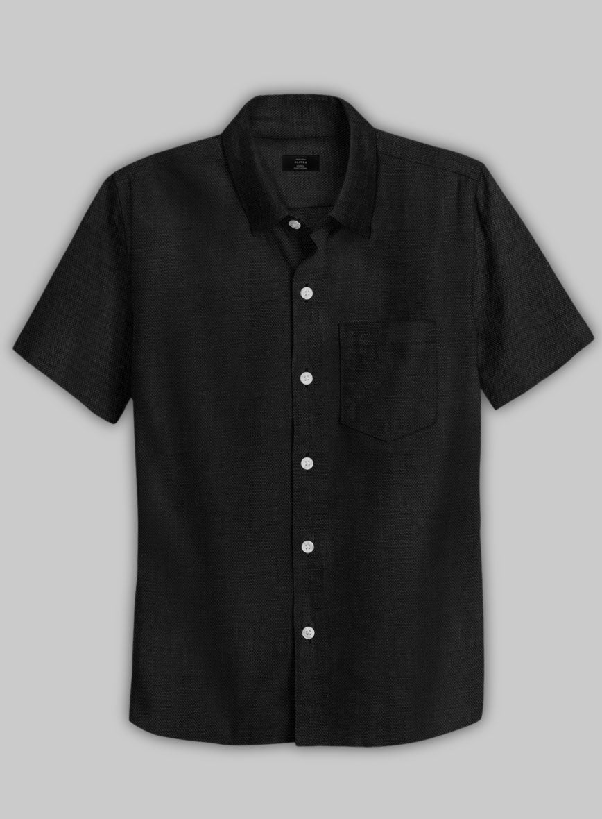 European Black Linen Shirt - StudioSuits