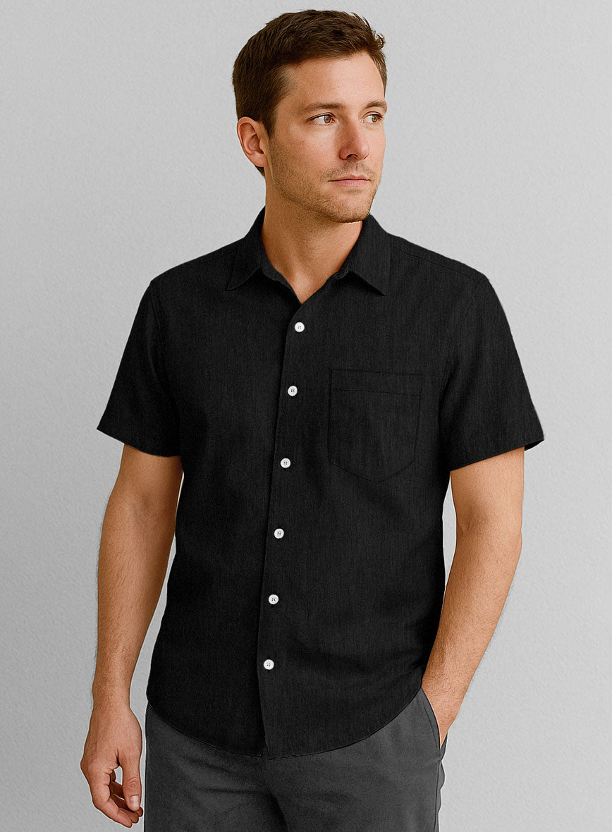 European Black Linen Shirt - StudioSuits