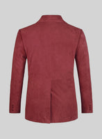 French Red Suede Leather Pea Coat - StudioSuits