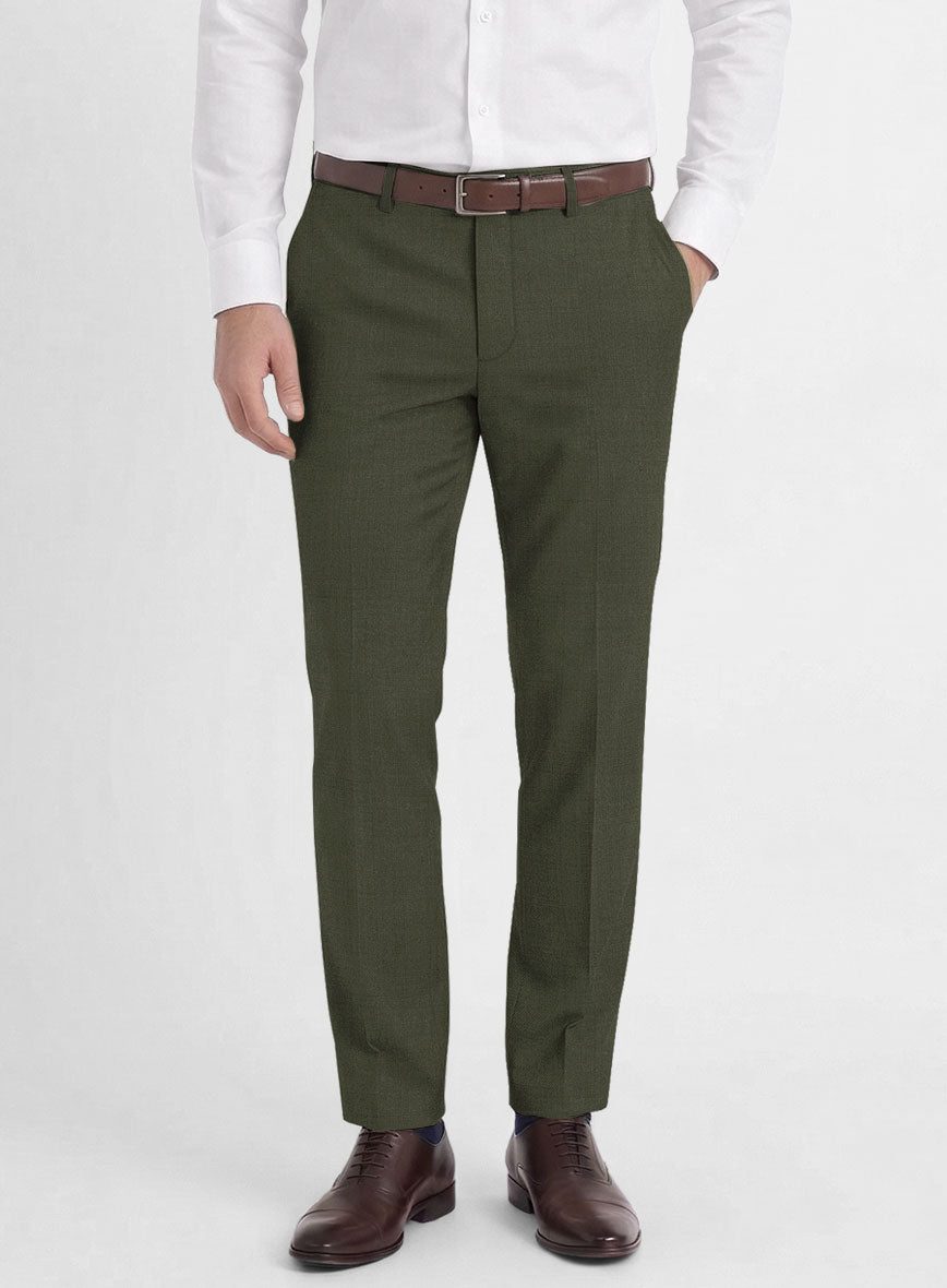 men's wrinkle free dress pant green color regular fit Microfiber Linen Blend Single Pleat Suit Pants business attire Fengqque Suit Pants for Men