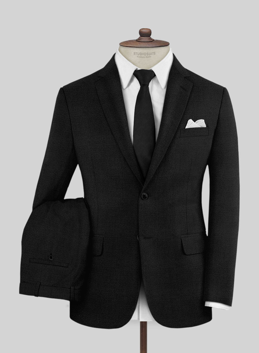 Fresco Black Wool Suit - StudioSuits