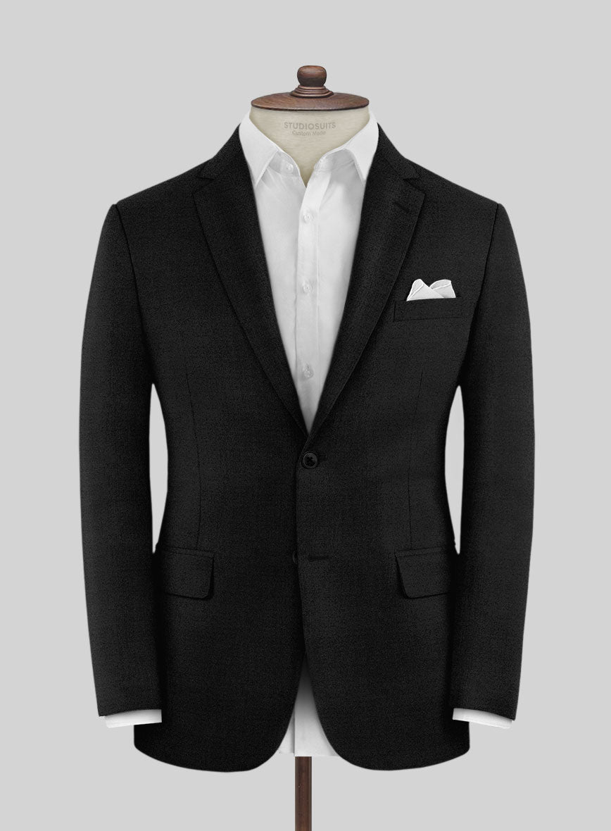 Fresco Black Wool Suit - StudioSuits