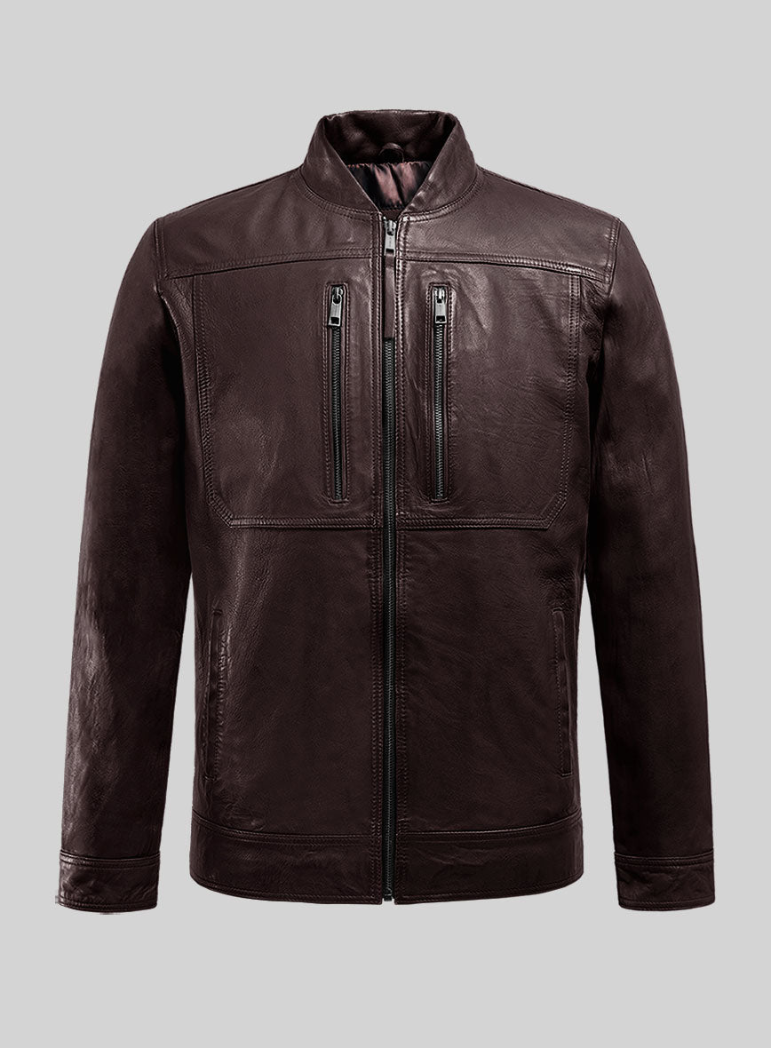 Burgundy color clearance leather jacket