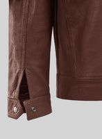 Galeforce Tan Biker Leather Jacket - StudioSuits