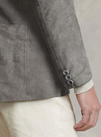 Gray Suede Leather Blazer - StudioSuits