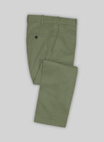 Green Feather Cotton Canvas Stretch Pants - StudioSuits