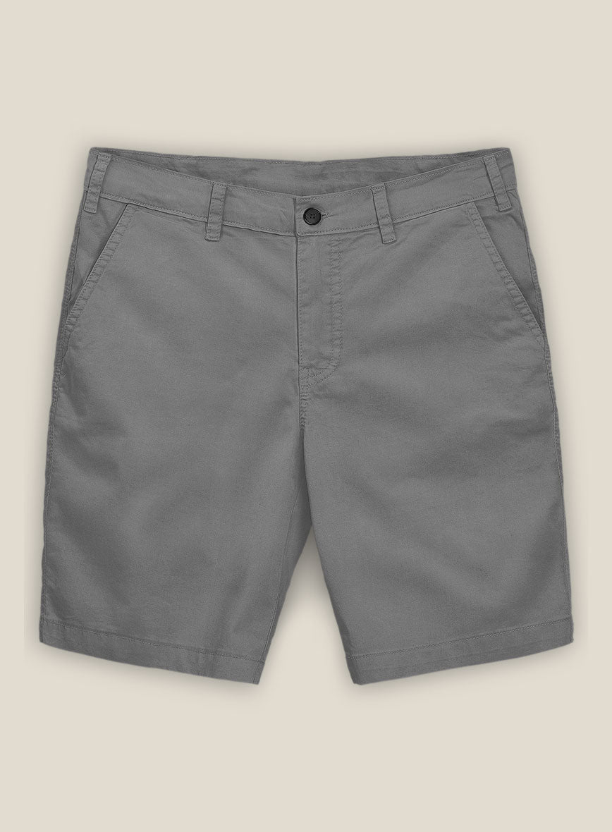 Gray Feather Cotton Canvas Stretch Shorts – StudioSuits