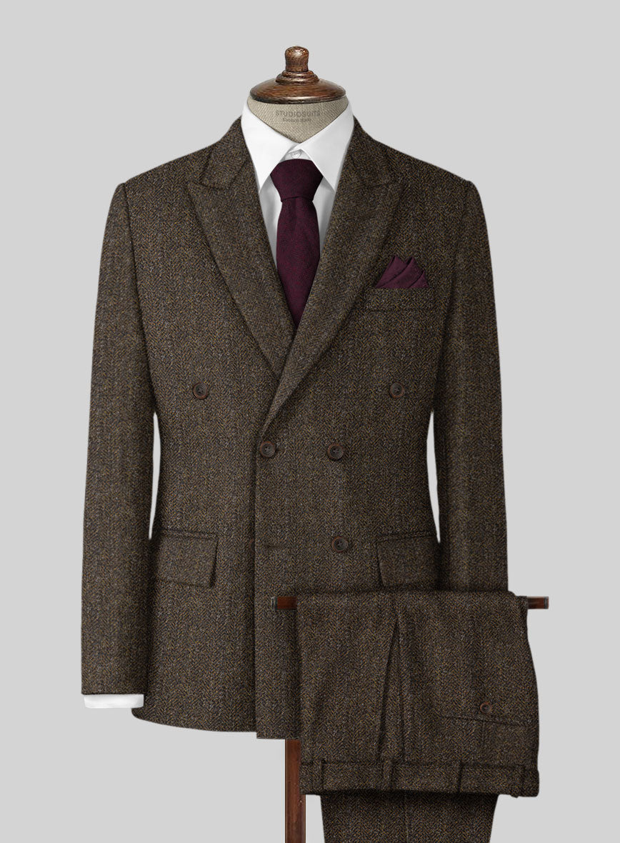Haberdasher Brown Tweed Double Breasted Suit – StudioSuits