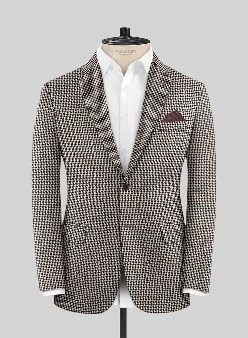 Hardy Minnis Beige Houndstooth Wool Suit - StudioSuits