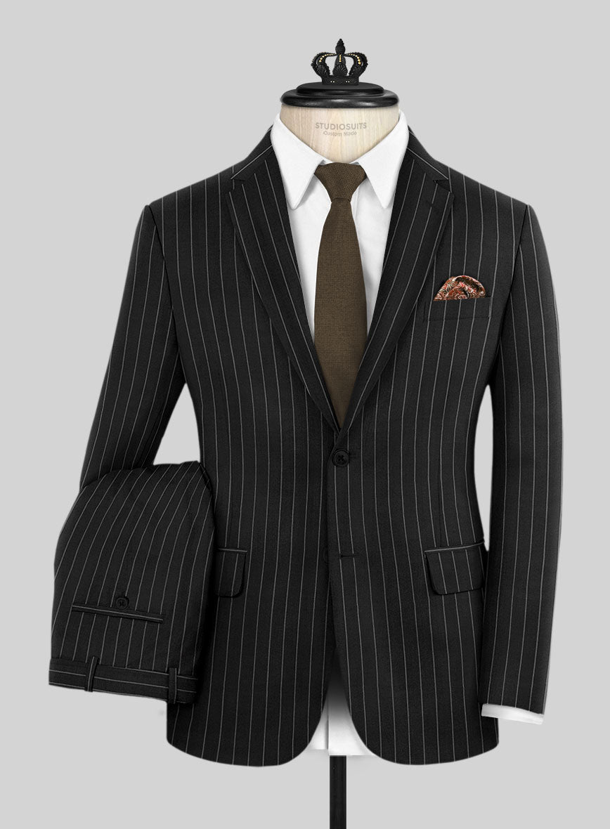 Hardy Minnis Black Rope Stripe Wool Suit – StudioSuits