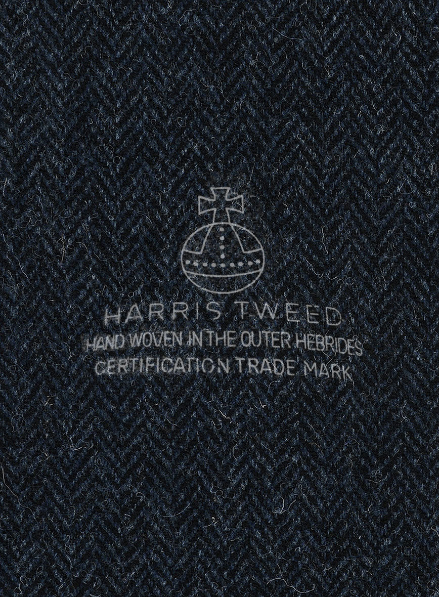 Harris Tweed Dark Blue Herringbone Newsboy Cap - StudioSuits