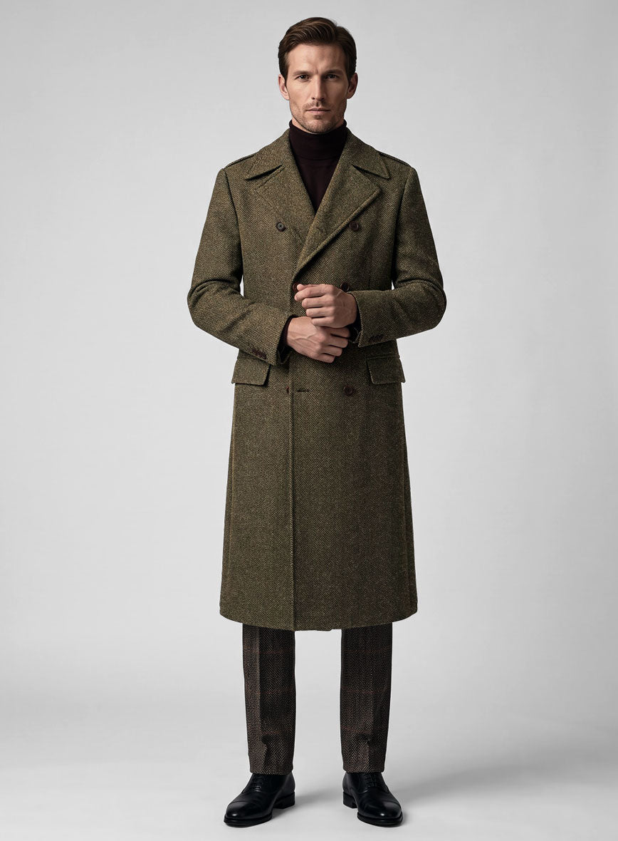Harris Tweed Ridge Brown Herringbone GQ Overcoat – StudioSuits