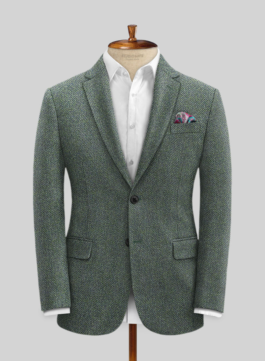 Harris Tweed Wide Herringbone Green Jacket – StudioSuits