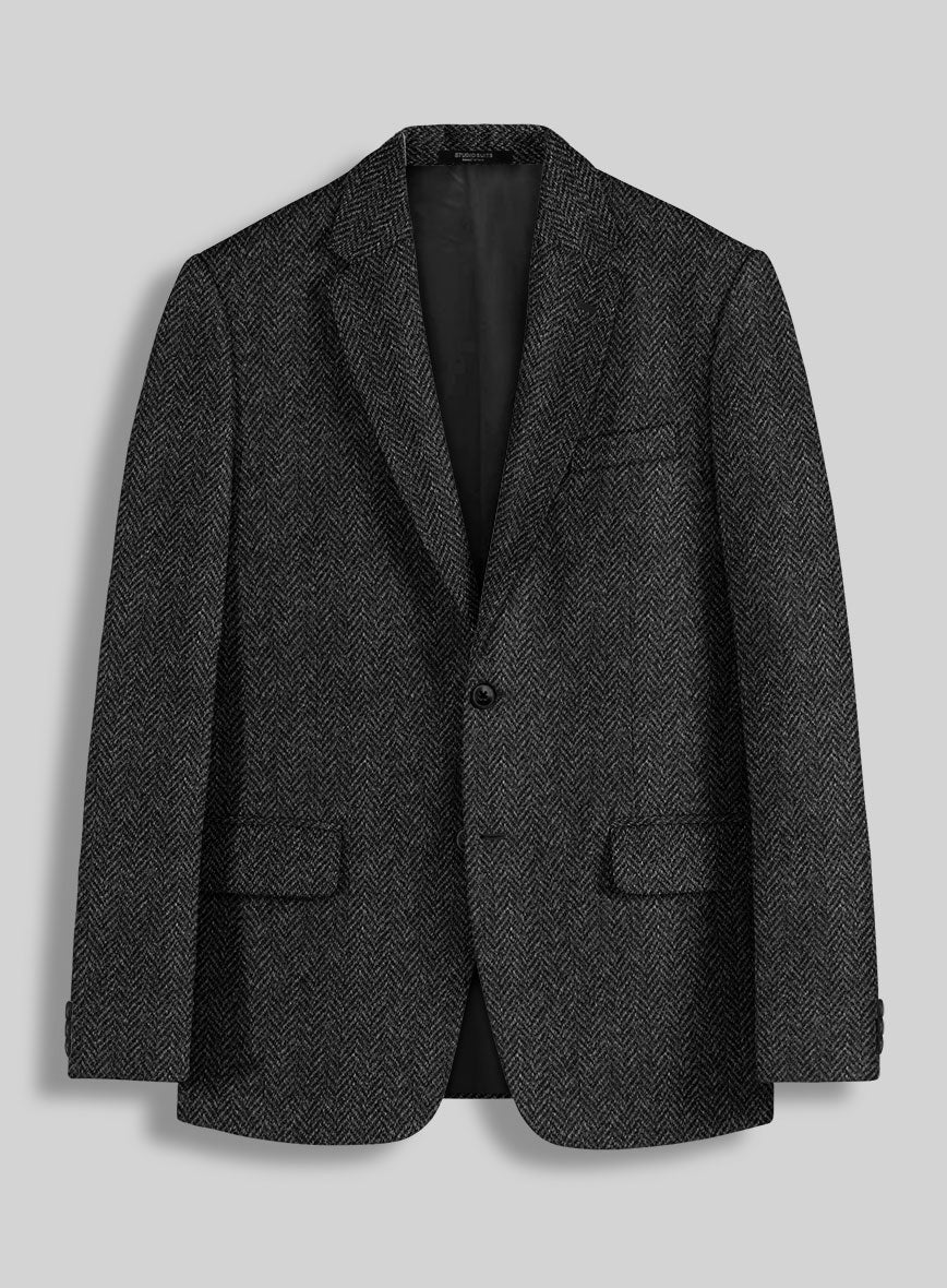 Harris Tweed Charcoal Herringbone Jacket – StudioSuits