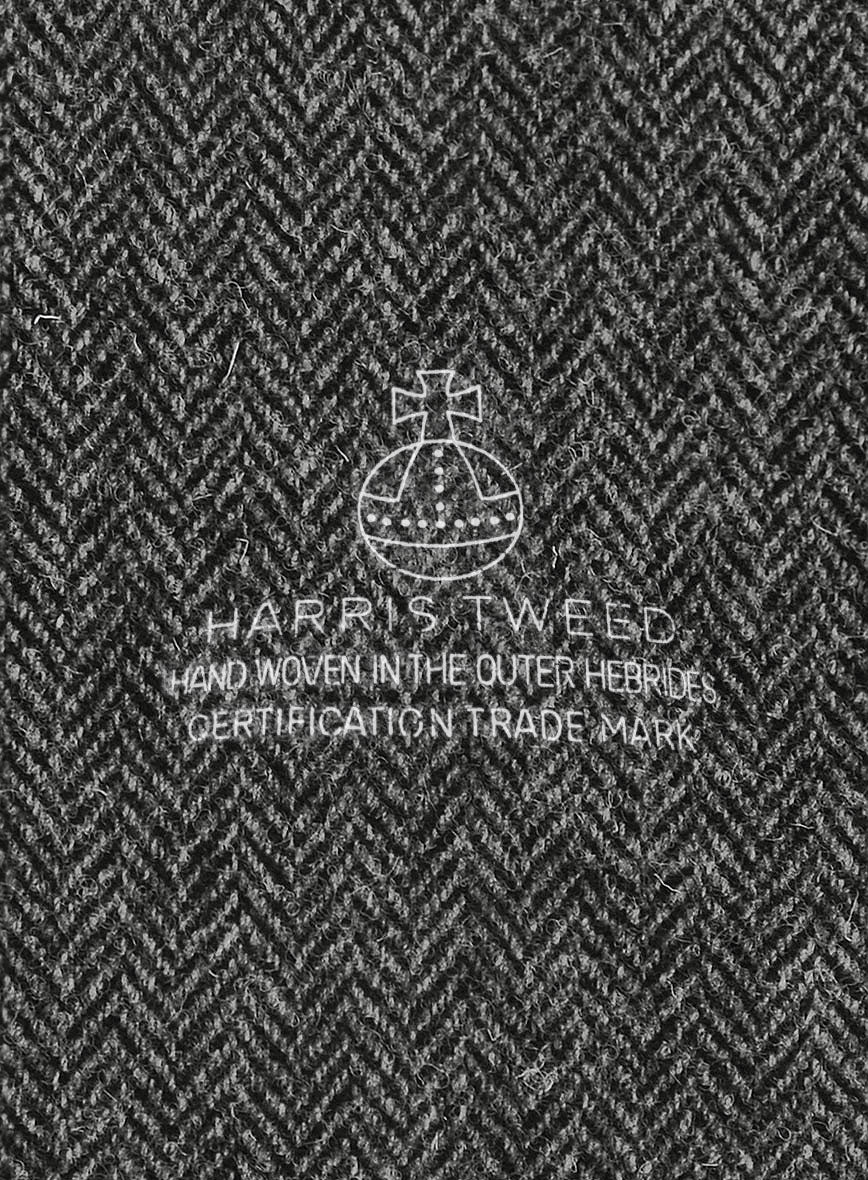 Harris Tweed Dark Gray Herringbone GQ Overcoat - StudioSuits