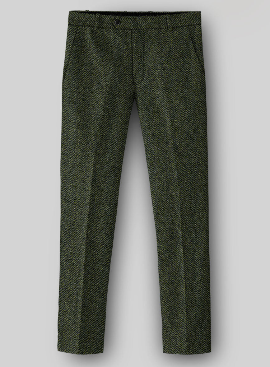 Harris Tweed Forest Green Herringbone Pants – StudioSuits