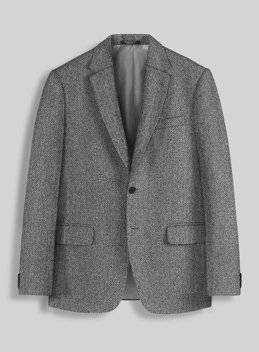 Grey Herringbone Blazer Mens Charcoal Blazer Harris Tweed Gray
