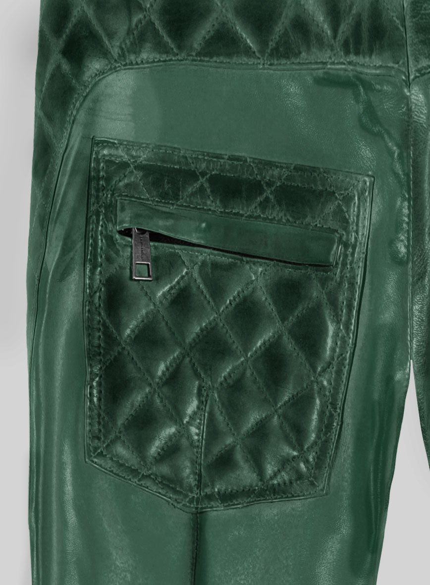 Hector Burnt Green Leather Pants - StudioSuits