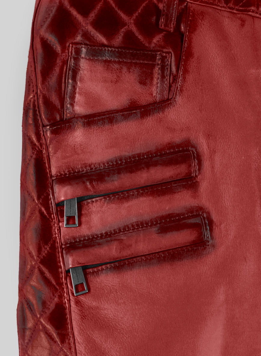Hector Burnt Red Leather Pants - StudioSuits