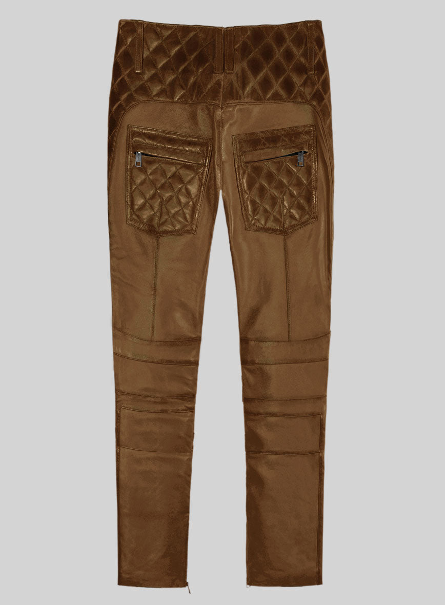 Hector Burnt Tan Leather Pants - StudioSuits