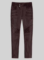 Hector Burnt Wine Leather Pants - StudioSuits