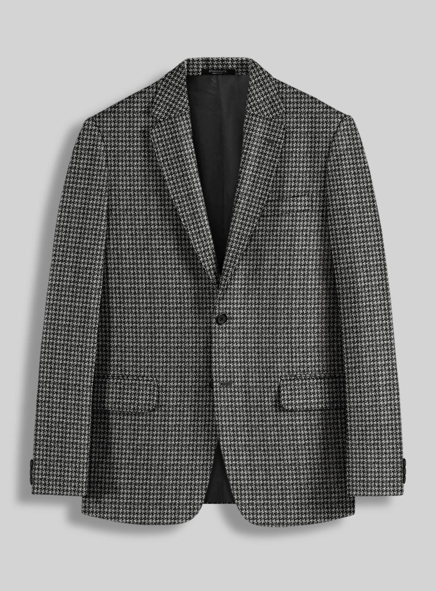 Highlander Heavy Black Houndstooth Tweed Jacket - StudioSuits