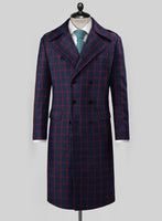 Highlander Heavy Blue Checks Tweed GQ Overcoat - StudioSuits