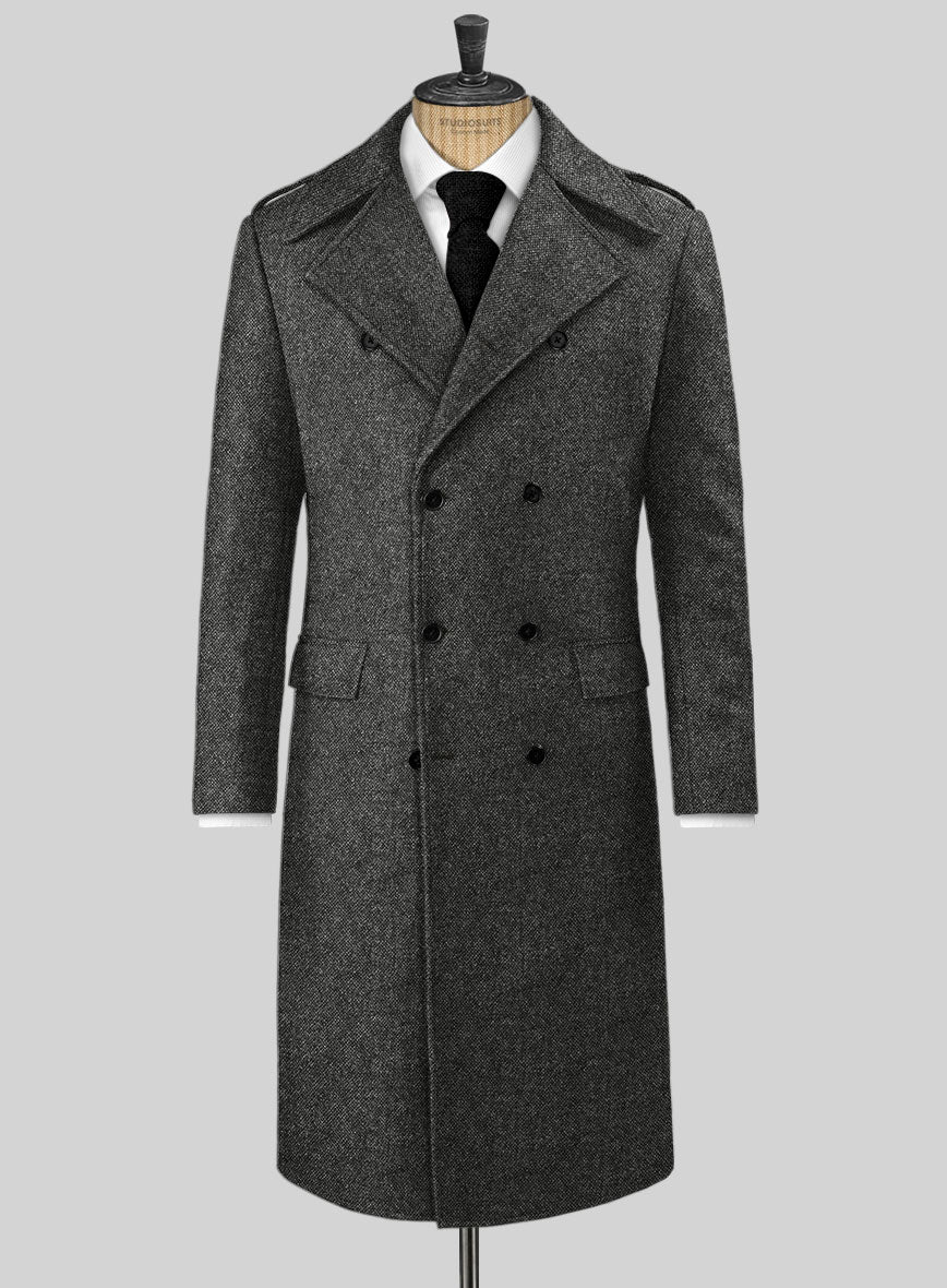 Highlander Heavy Gray Bedford Tweed GQ Overcoat - StudioSuits