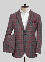 Highlander Heavy Maroon Houndstooth Tweed Suit - StudioSuits