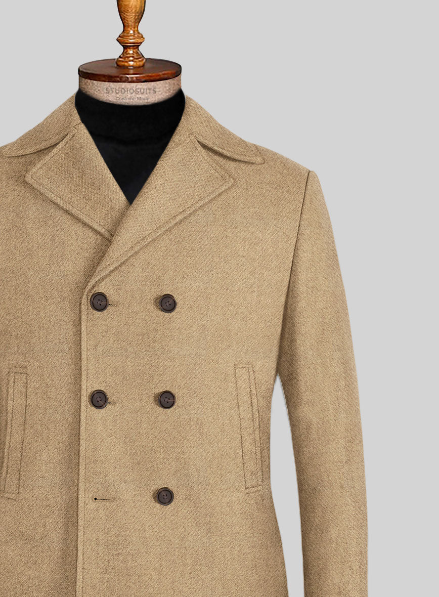 Highlander Sahara Beige Tweed Pea Coat - StudioSuits
