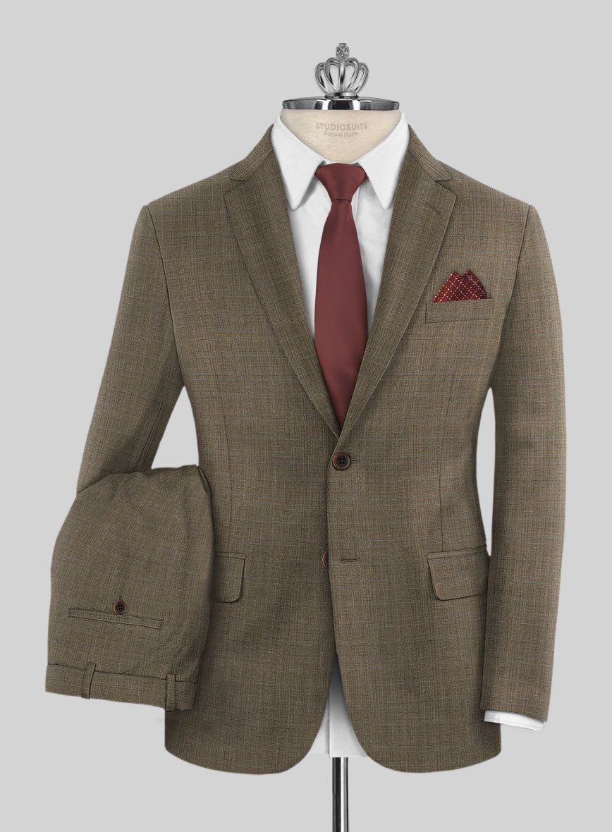 Huddersfield Brown Glen Pure Wool Suit - StudioSuits