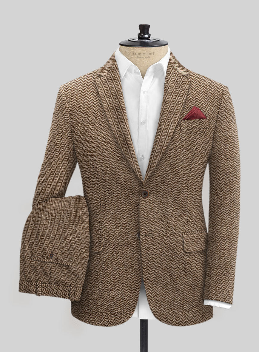 Irish Brown Herringbone Tweed Suit - StudioSuits