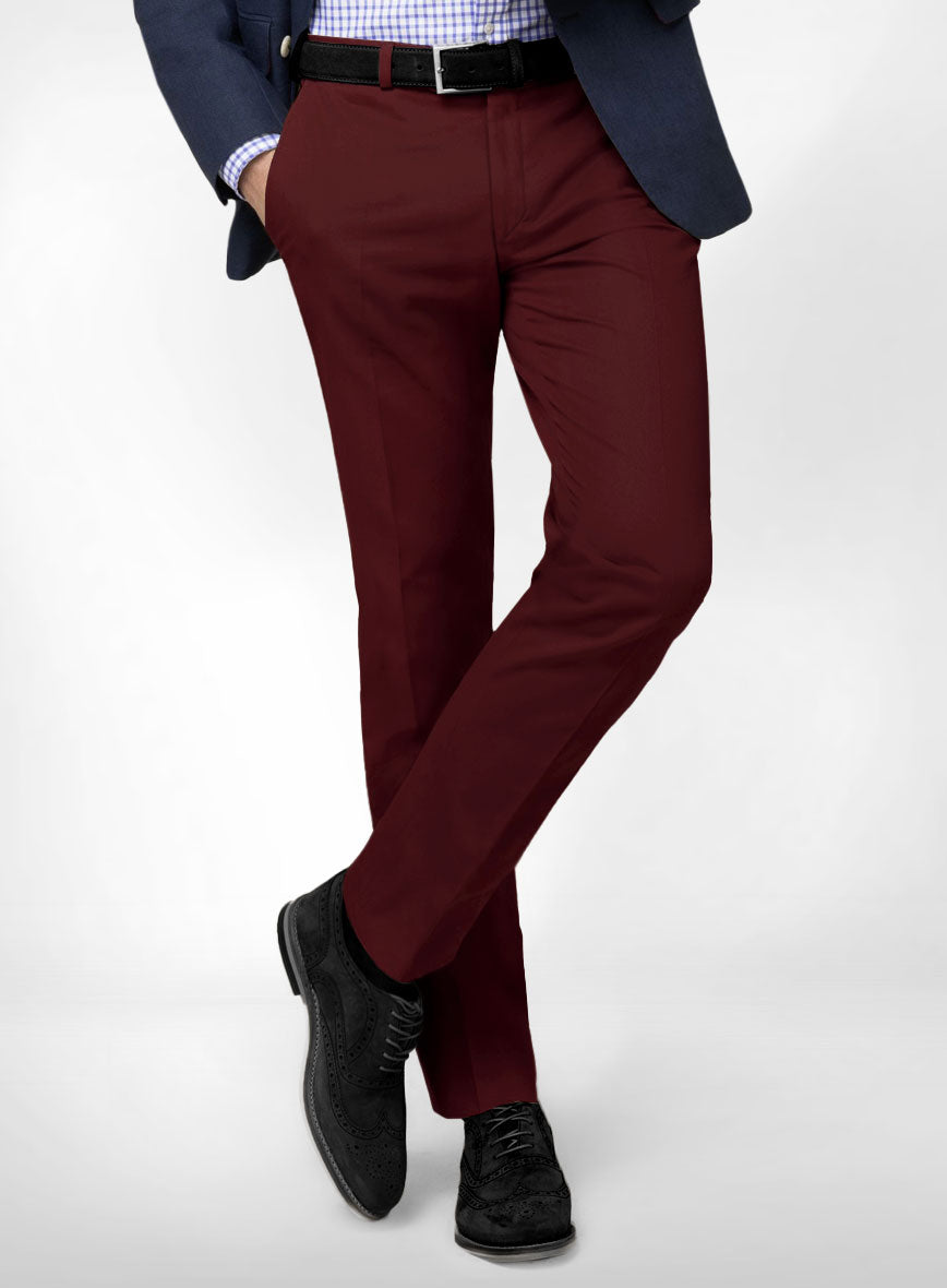 mens burgundy dress slacks Italian Cotton Stretch Pants – StudioSuits