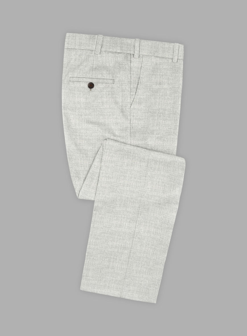 Italian Aime Ivory Gray Wool Pants - StudioSuits
