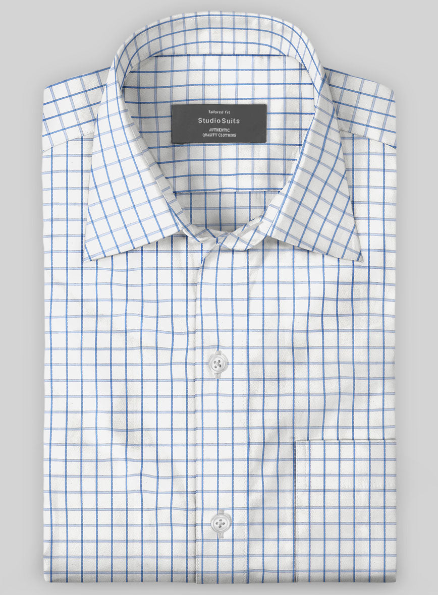 Italian Blue Checkered Shirt StudioSuits Italian Blue Checkered Shirt StudioSuits